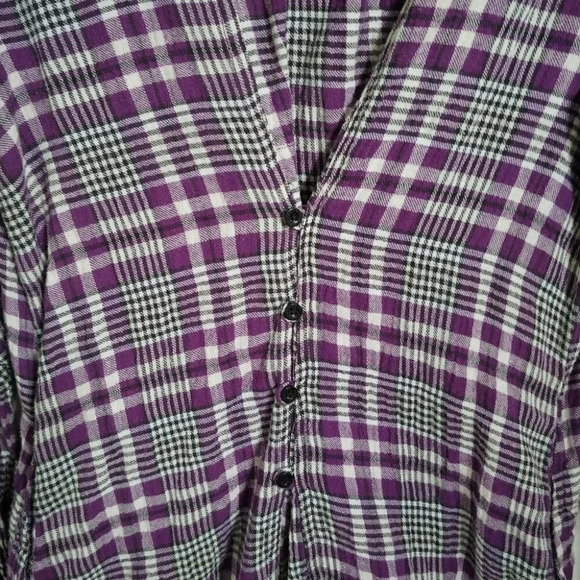 Vigoss Purple Plaid  Flannel Extra Long Shirt, M - Picture 7 of 9